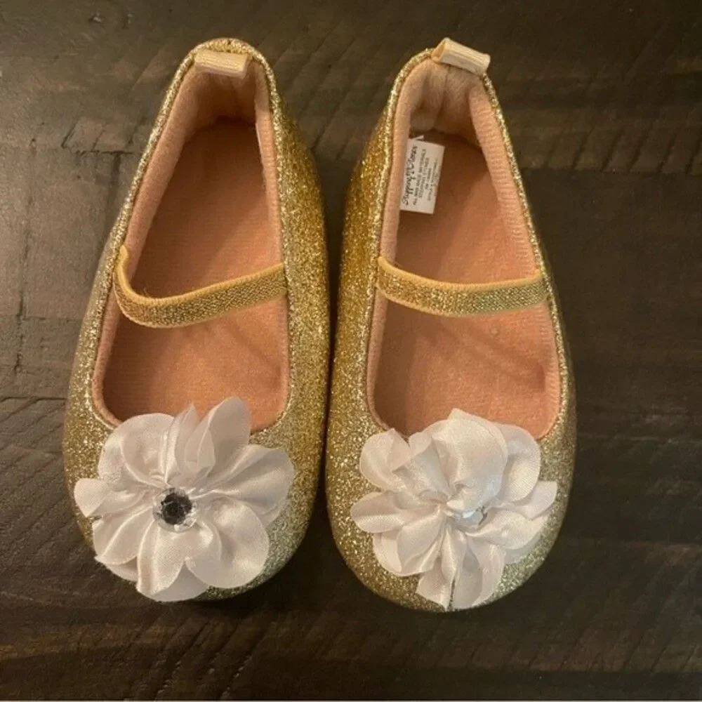 Stepping Stones Baby Gold Sparkly Ballet Flats 9-12 mos
